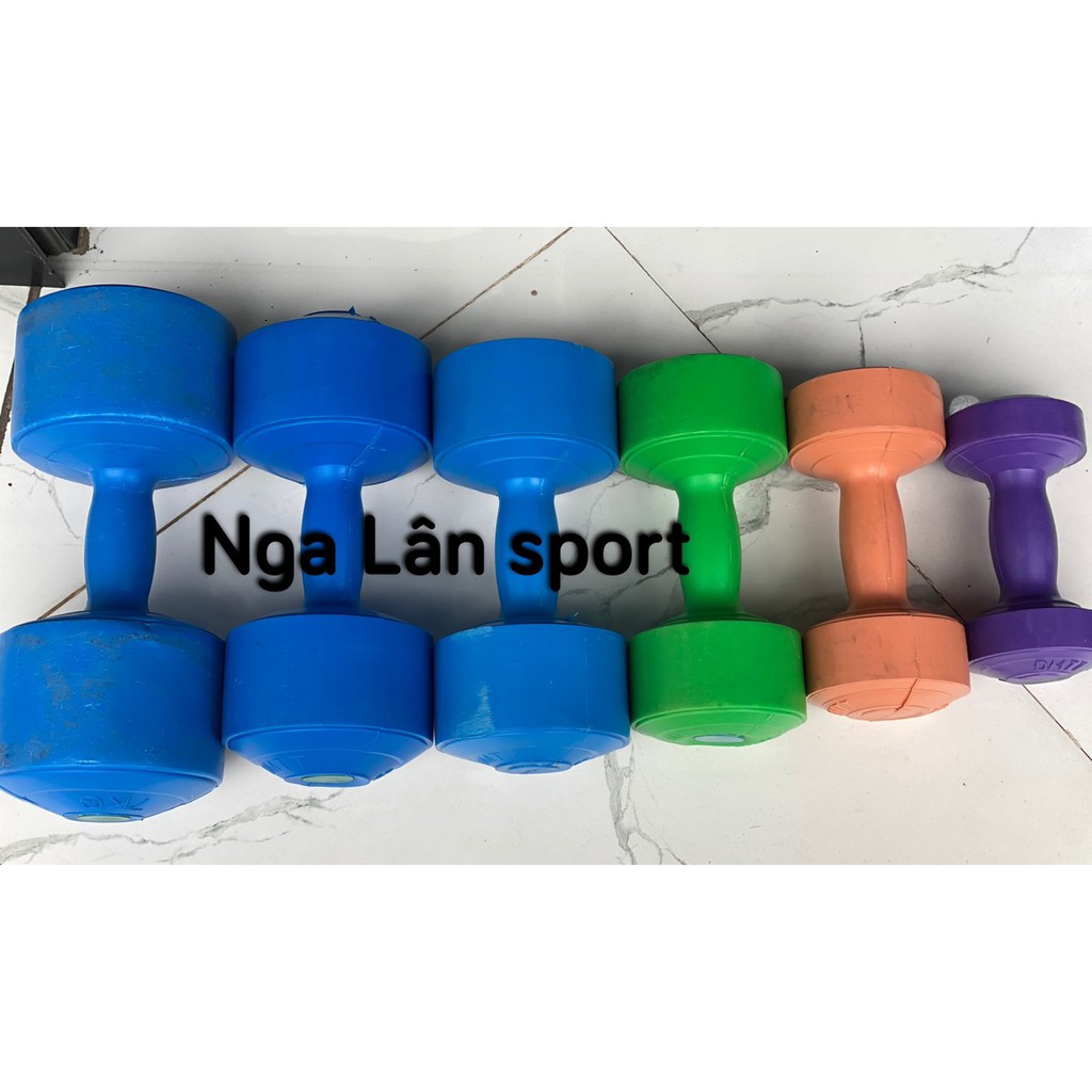Tạ tay cao cấp - 1 đôi tạ tay 5kg, hàng loại dầy đẹp, vỏ nhựa cứng cáp