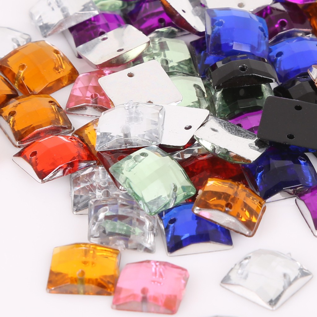 Set 100 Hạt Cườm Đá acrylic Hình Vuông 10x10mm Dùng Trang Trí Tiệc Cưới diy