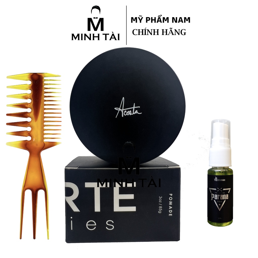 Sáp vuốt tóc nam Forte Series POMADE + Xịt Tạo Phồng AZENMAN Parana 3 In 1 - 20ml + Lược Chải Tóc Texture