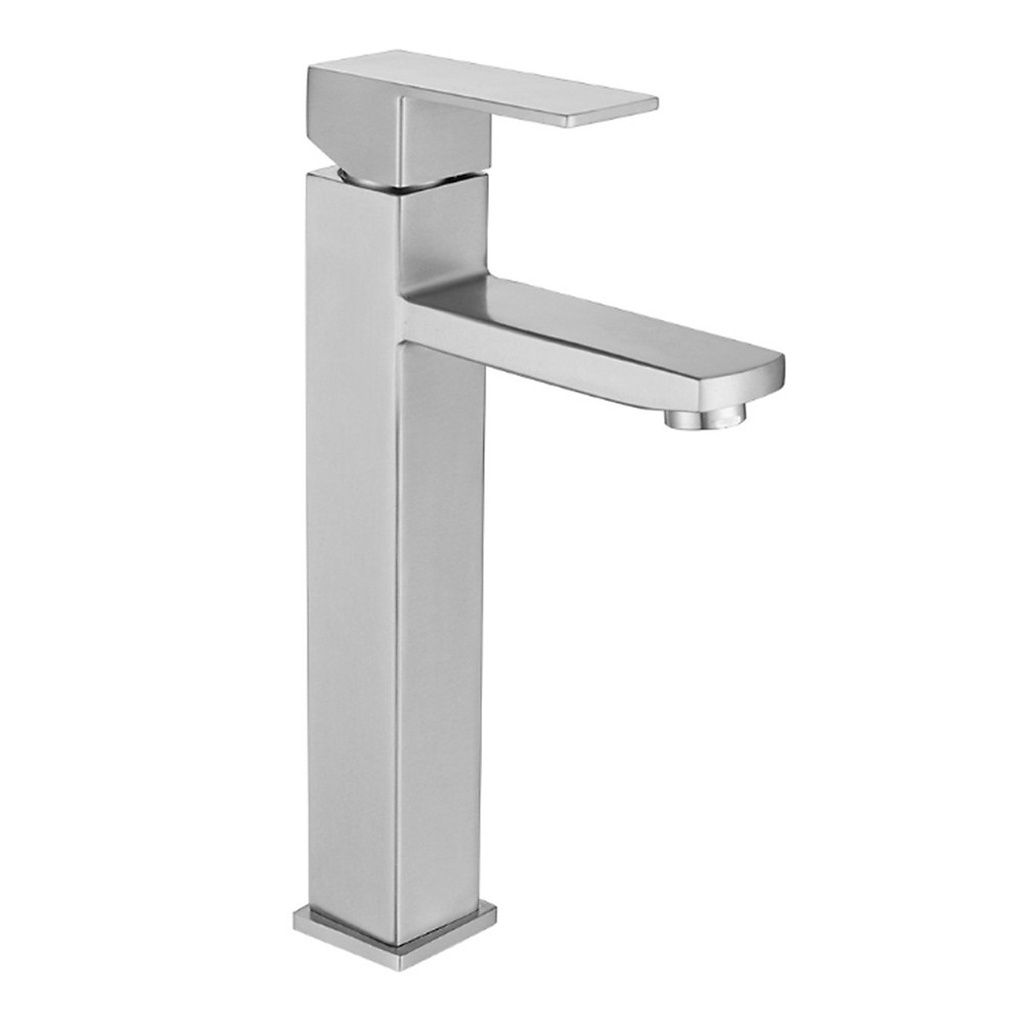 Vòi lavabo nóng lạnh inox 304 trụ vuông 30cm trắng mờ đặc trưng inox phay cao cấp, sang trọng, lịch lãm