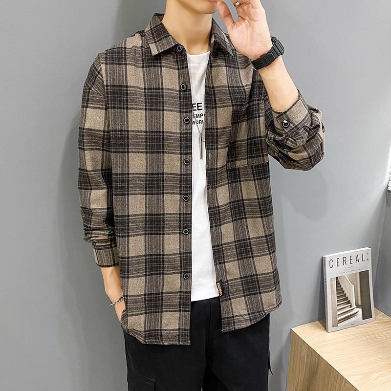 Áo Sơ Mi Nam Tay Dài Kẻ Sọc Phong Cách Nhật Bản