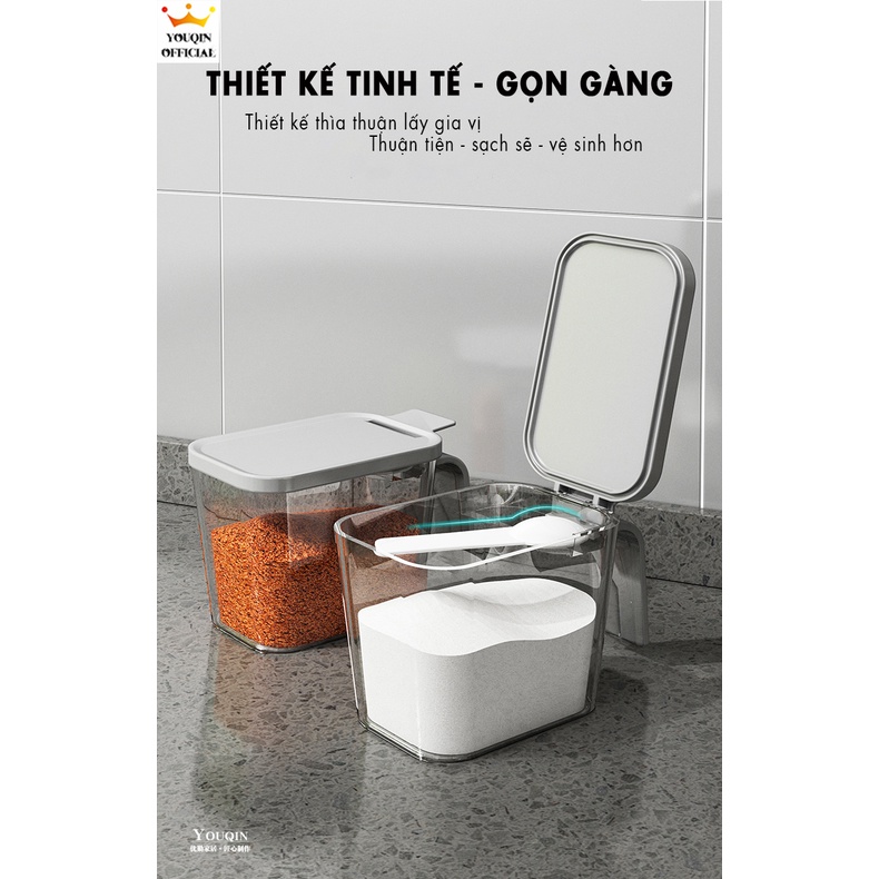 Hộp Đựng Gia Vị Dán Tường Nhà Bếp - YouQin, Bộ 3 Hộp, Chất Liệu Nhựa, Dán Keo Siêu Chắc, Không Khoan Tường