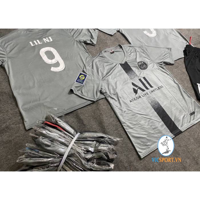Áo Bóng Đá, Quần Áo Đá Banh Trẻ Em CLB PSG XÁM 2022-2023 Thun Lạnh - Vicsport