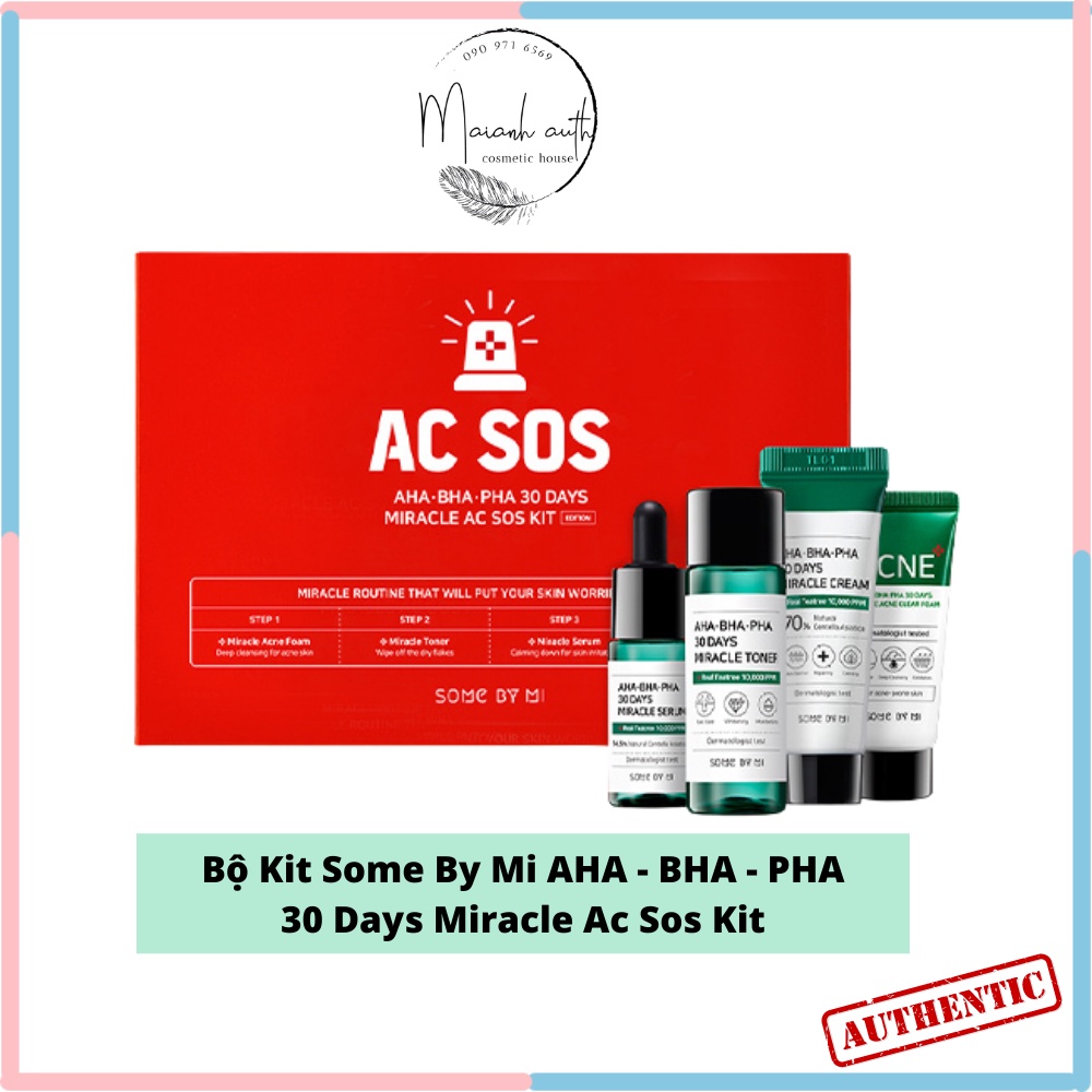 Bộ Kit 4 sản phẩm dưỡng da giảm mụn Some By Mi AHA - BHA - PHA 30 Days Miracle AC SOS Kit