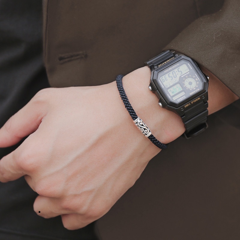 Vòng Tay Nam Lắc Tay Unisex Charm phong thủy Clancy Thời Trang Vòng Tay Nam Nữ Basic Màu Đen Chất Liệu Bền Bỉ Kratos