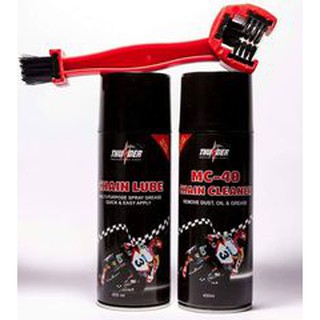 Combo dưỡng sên Thunder MC-40 Chain Cleaner-Thunder Chain Lube 400ml-Bàn chải 3M