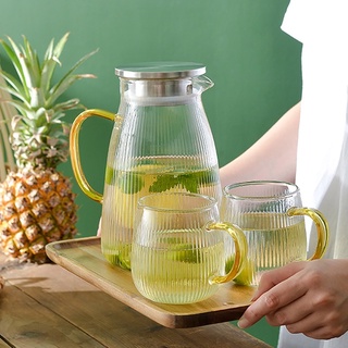 Bình cốc thuỷ tinh phong cách nordic kiểu kẻ sọc | bộ bình cốc borosilicate siêu nhẹ - chịu nhiệt - cường lực