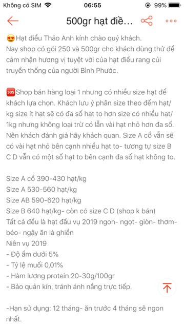 500gr hạt điều rang muối nguyên hạt cao cấp Thảo Anh | BigBuy360 - bigbuy360.vn