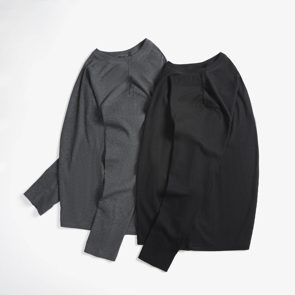Áo thun nam dài tay cổ tròn LONGEE giữ nhiệt vải cotton sọc gân co dãn , dày dặn - HAPPYHOW | BigBuy360 - bigbuy360.vn