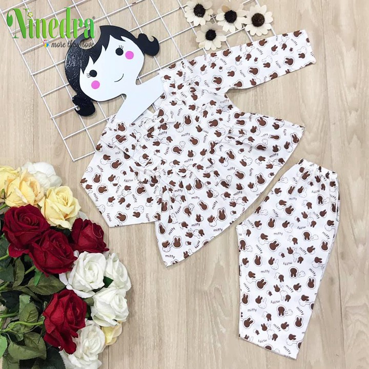 Đồ bộ vải kate mềm quần lửng áo bèo cho bé gái 8-20kg