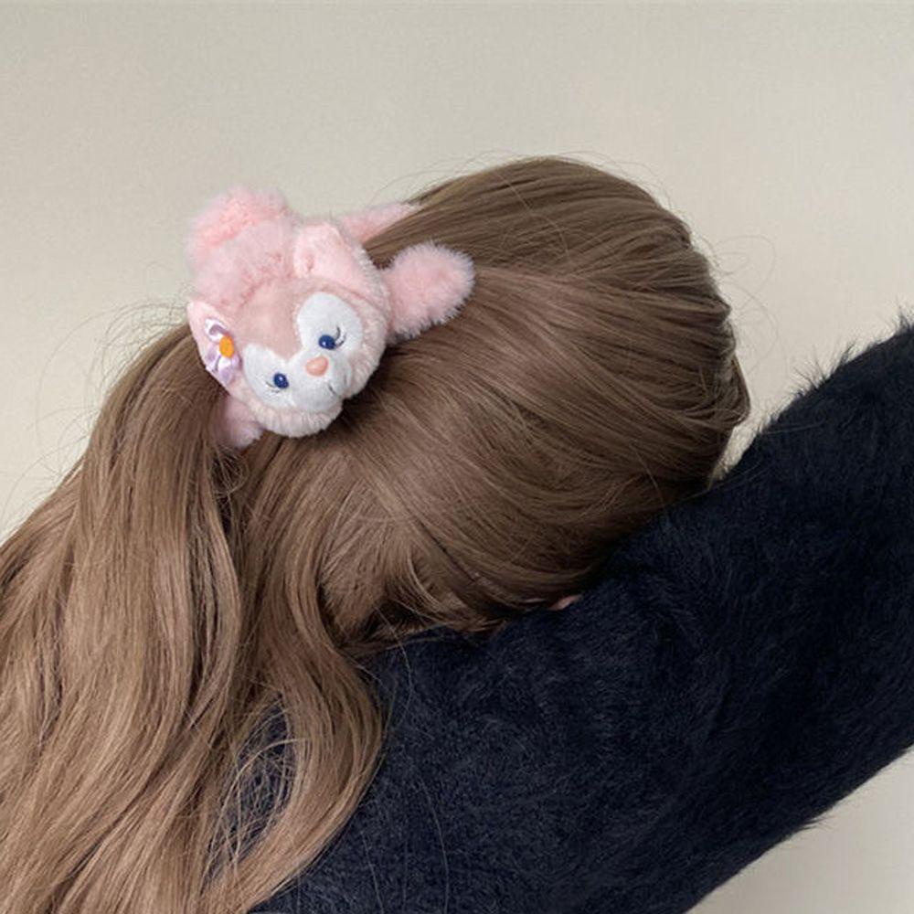 VANES1 Dây Cột Tóc Lông Nhung Màu Hồng Hình Thú Hoạt Hình Dễ Thương Cho Nữ