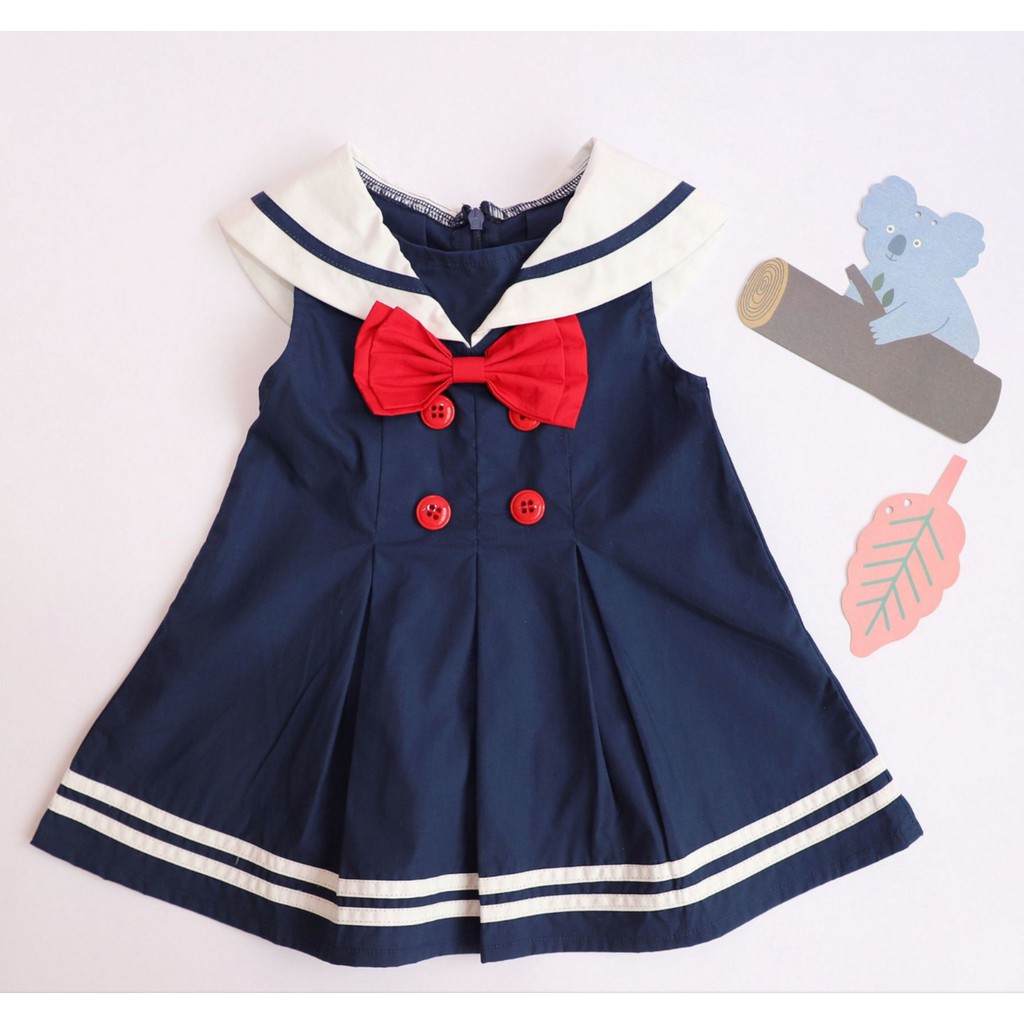 Váy xanh thủy thủ bé gái 1-6Y