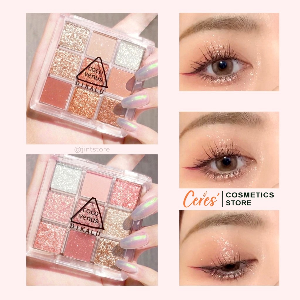 Phấn Mắt Dikalu 💕𝑭𝒓𝒆𝒆𝒔𝒉𝒊𝒑💕 Bảng Mắt Nhũ Coco Venus 9 Ô Vuông Màu Nhũ | BigBuy360 - bigbuy360.vn