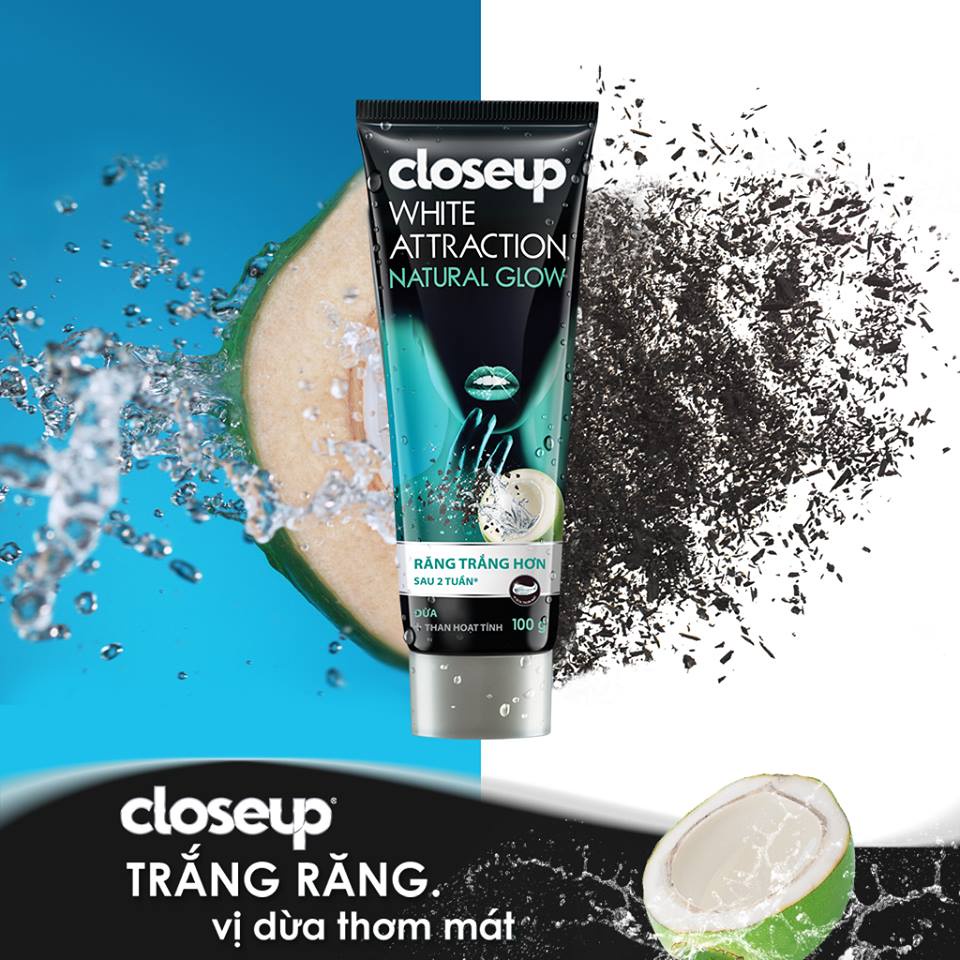 Kem Đánh Răng Closeup Trắng Răng Vị Dừa Thơm Mát hộp to 230g