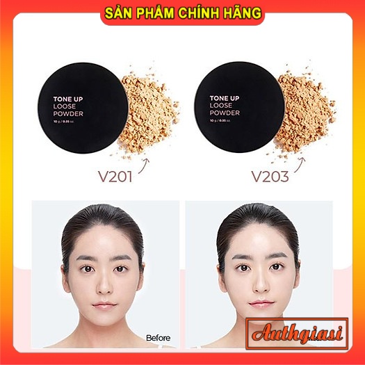 Phấn phủ bột trang điểm TFS Tone Up Loose Powder The Face Shop kiềm dầu hiệu quả 10g