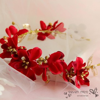Sáng Hoa Đỏ Váy Cưới Phụ Kiện Họa Tiết Mới Cô Dâu Tóc Trang Trí HairHoops Cô Dâu Quyến Rũ