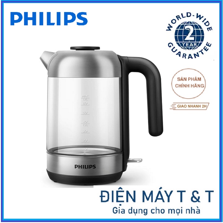 [Mã ELHADEV giảm 4% đơn 300K] Ấm siêu tốc Philips HD9339 dung tích 1.7L bình thủy tinh