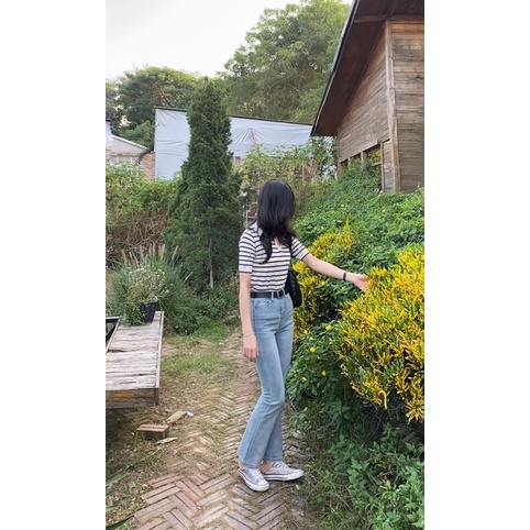Quần jeans Luna ống loe cạp cao