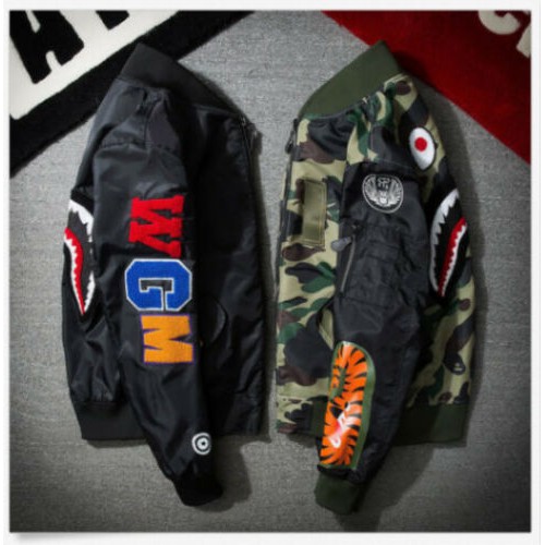 BAPE Áo Khoác Bomber Rằn Ri Phối Khóa Kéo Thời Trang Nam MA1