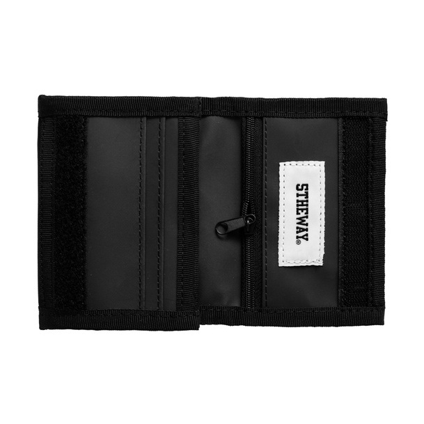 5THEWAY® /PUBLIC ICON/ SQUARE WALLET™ in SPRING BUD aka Ví Ngắn Đen Chữ Xanh Lá