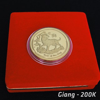 Đồng xu vàng hình chó (kèm hộp nhung sang trọng)