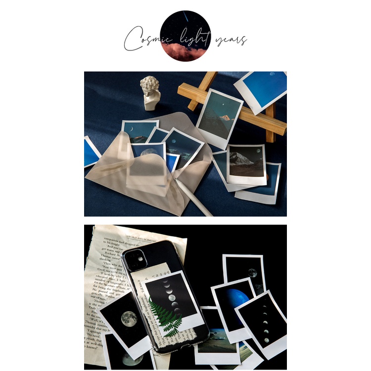 Sticker hộp chủ đề Không Gian Mênh Mông - Hộp 30 miếng dán trang trí sổ tay bullet journal - M476
