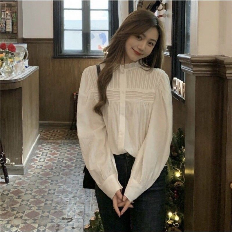 [ORDER] Áo blouse cổ tròn Xames Shirt style Hàn Quốc - Có ảnh thật