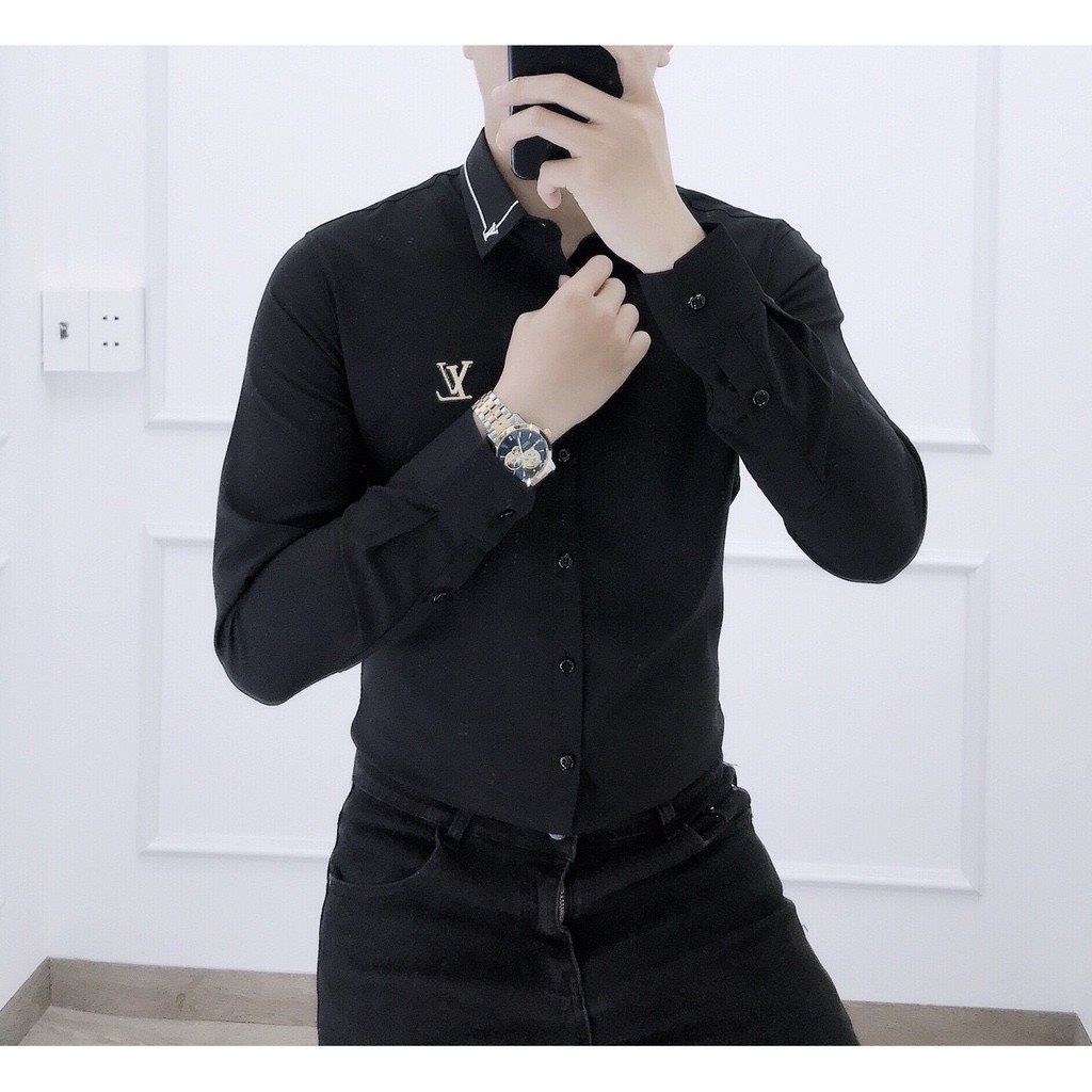 Áo sơ mi nam họa tiết dài tay chất lượng bền đẹp