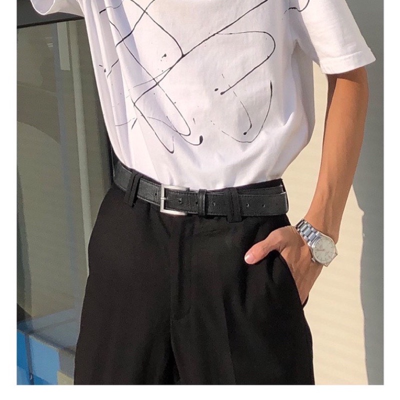 Thắt lưng nam quần bò âu hàn quốc unisex lịch lãm Lulu shop TLN010 mặt vuông Dây lưng nịt đi học làm trẻ trung 3cm