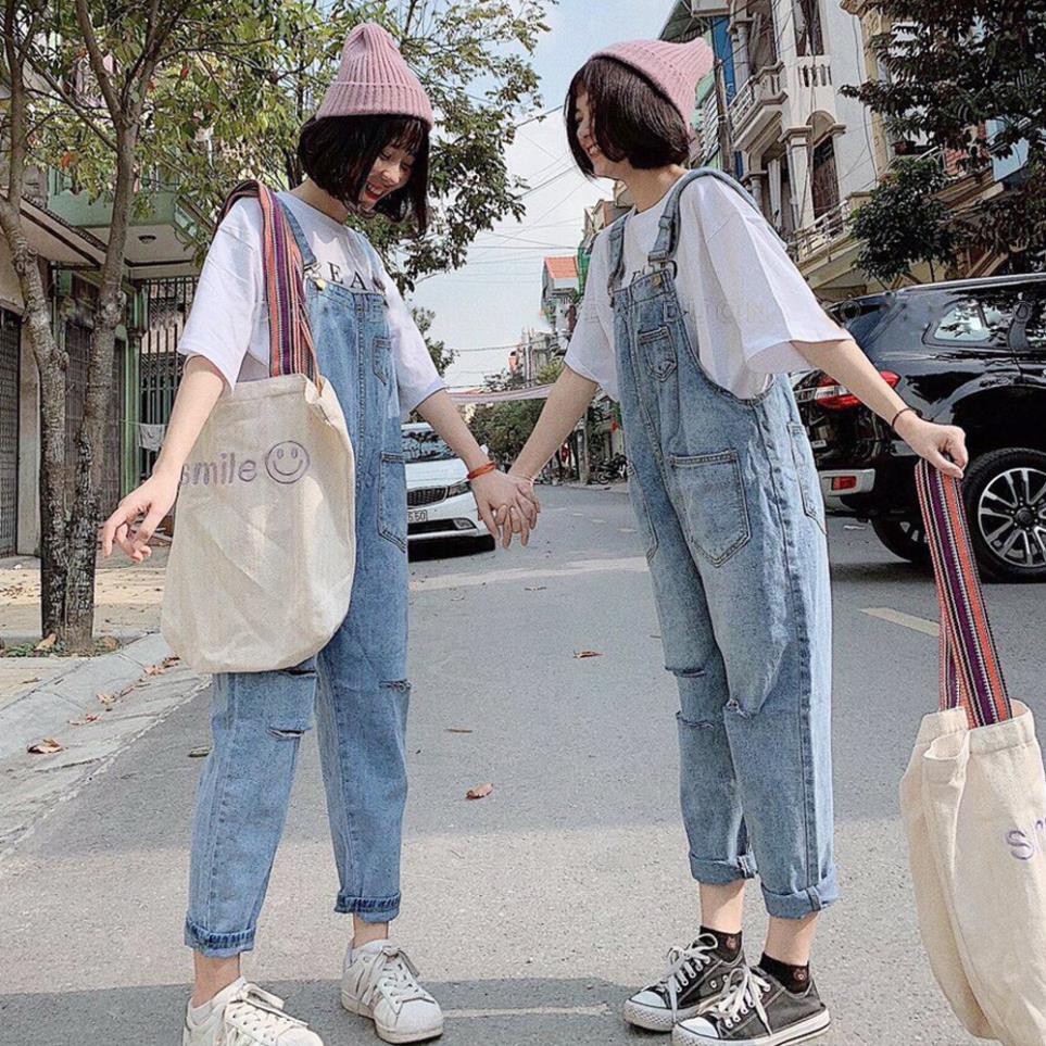 Yếm jean nữ rách gối chất vải đẹp F21 | BigBuy360 - bigbuy360.vn