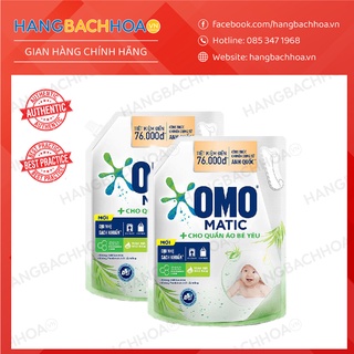 Combo 2 Túi Nước Giặt Omo Matic Baby Cho Quần Áo Bé Yêu 3.6kg túi dịu nhẹ