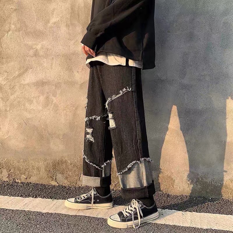 ULZZANG  Quần jeans rách UNISEX độc lạ cá tính FASHIONITA KÈM 3 ẢNH THẬT CUỐI