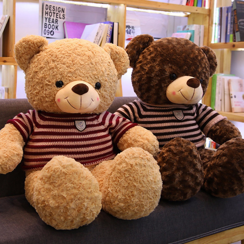 Gấu bông Teddy siêu to mặc áo len gối ôm thú nhồi bông chất liệu lông xù big size DUMPA STORE