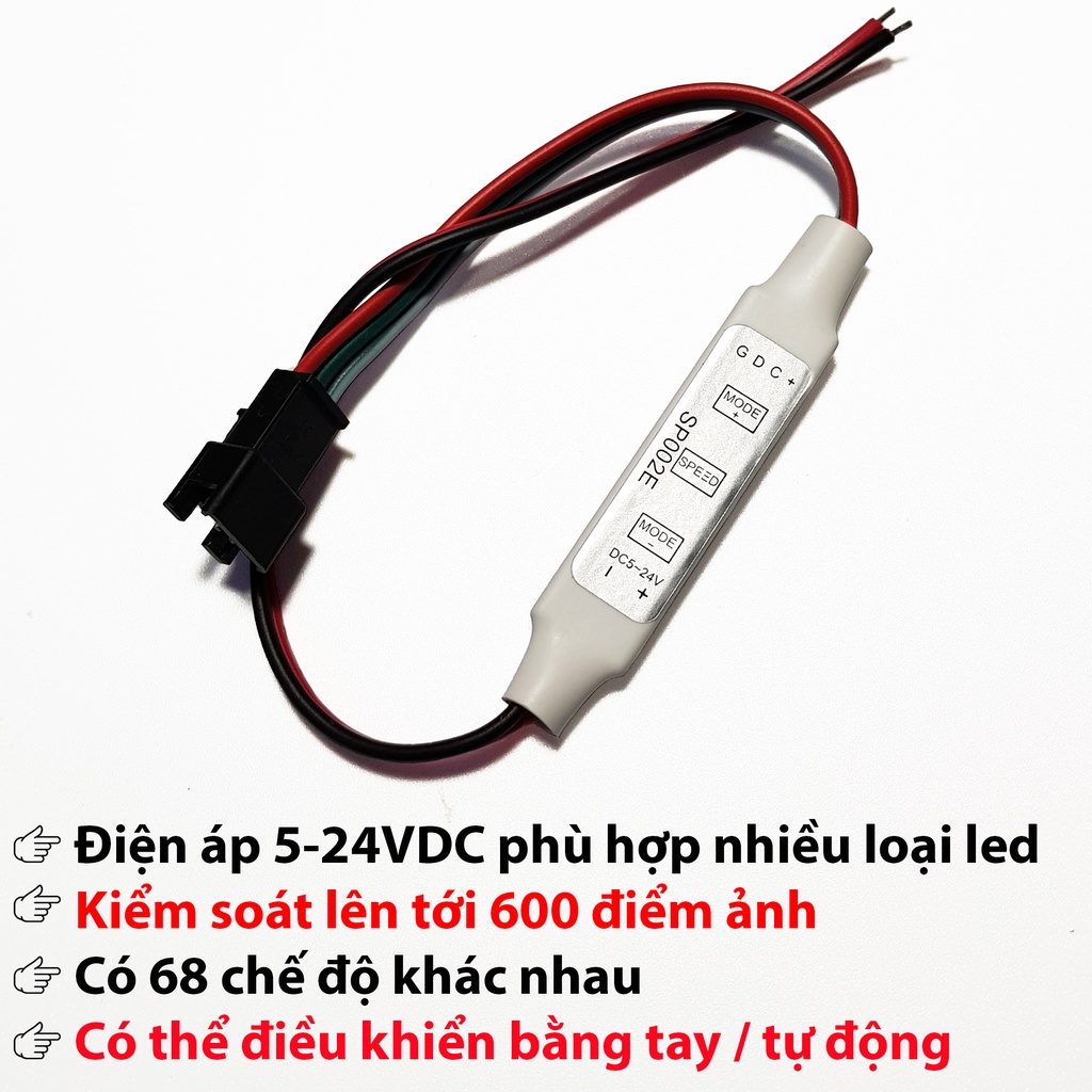 Mạch driver điều khiển đèn LED  Ws2812B / Ws2812 / Ws2811/ 1903 với 3 phím bấm 5-24vdc