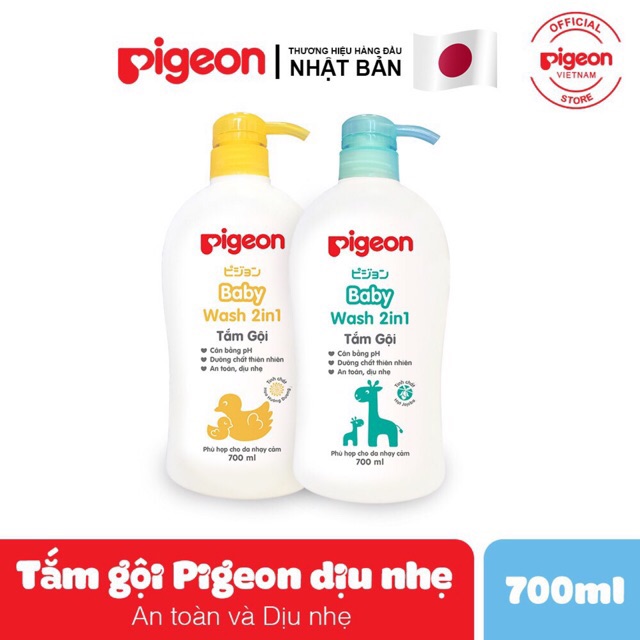 Tắm Gội Pigeon, Sữa tắm gội Toàn Thân Cho Bé 2 in 1 700ml (Mẫu Mới)