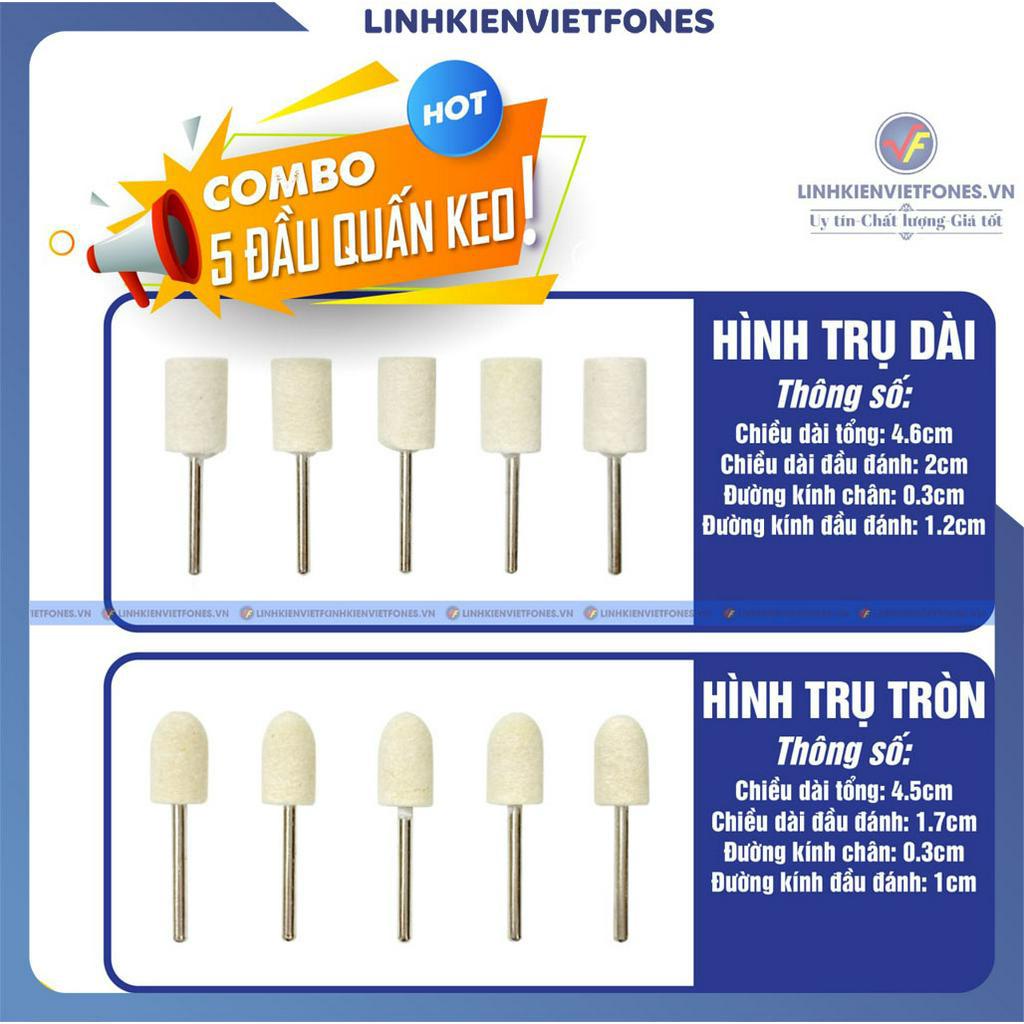 Combo 05 Đầu len đánh bóng, đầu quấn keo