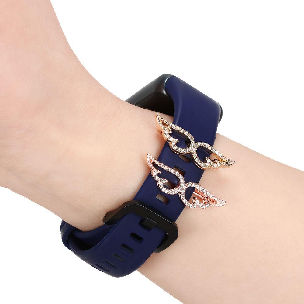 BTLIMER Phụ Kiện Trang Trí Đồng Hồ Hình Đôi Cánh Thiên Thần Đính Đá Charms