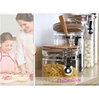 Lọ thủy tinh borosilicate không chì chịu nhiệt, nắp khóa cài chắc chắn