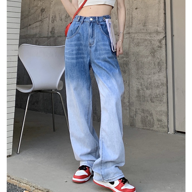 Quần Jean Dài Dáng Rộng Màu Gradient Thời Trang Cá Tính