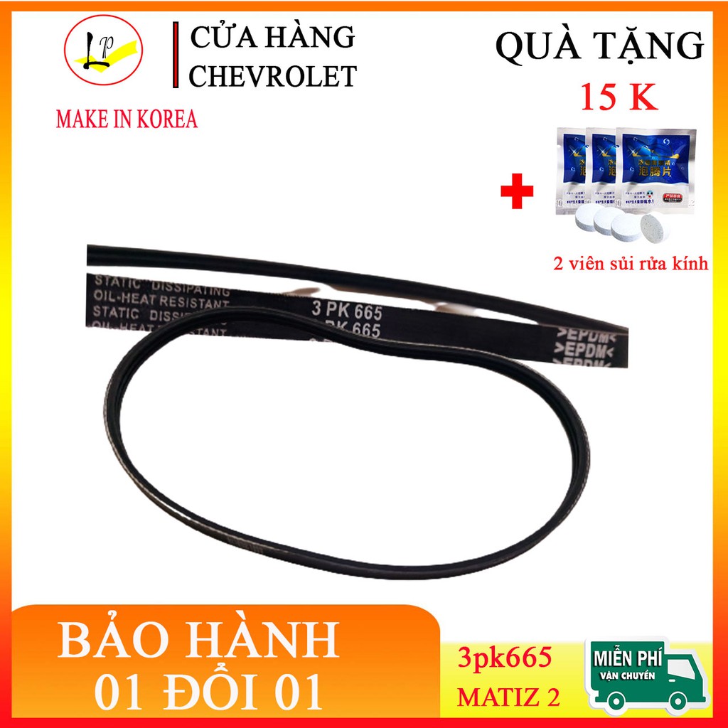 Dây curoa máy phát xe daewoo matiz 2 Hàng Korea 3pk665|hàng đẹp - chuẩn xe