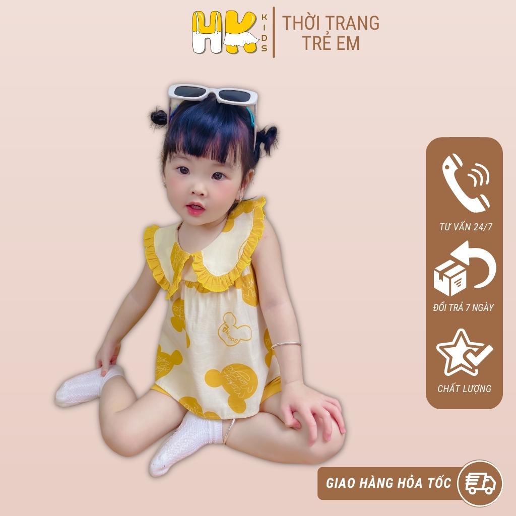 Bộ quần áo bé gái HK KIDS sát nách chất thô đũi mềm mát size cho bé từ 1-6 tuổi
