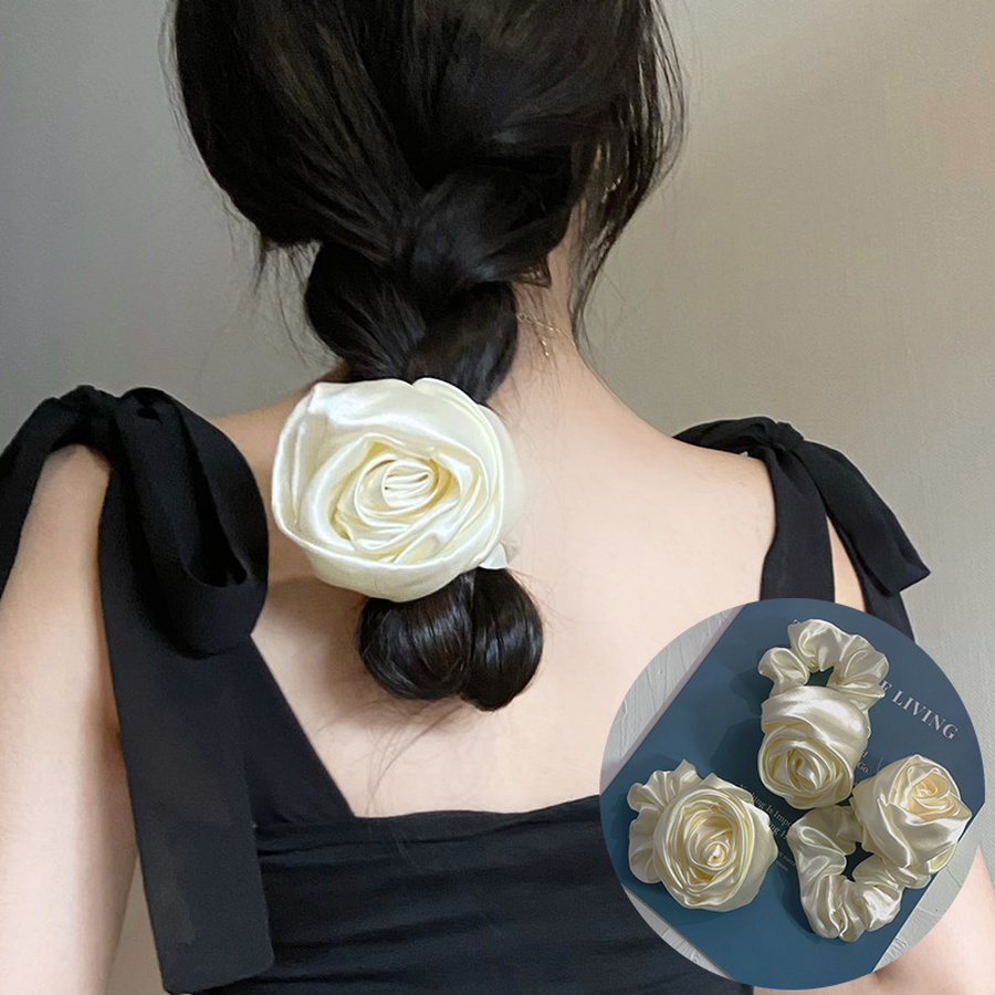 Dây Buộc Tóc Phối Hình Hoa Hồng Hợp Thời Trang Cho Nữ