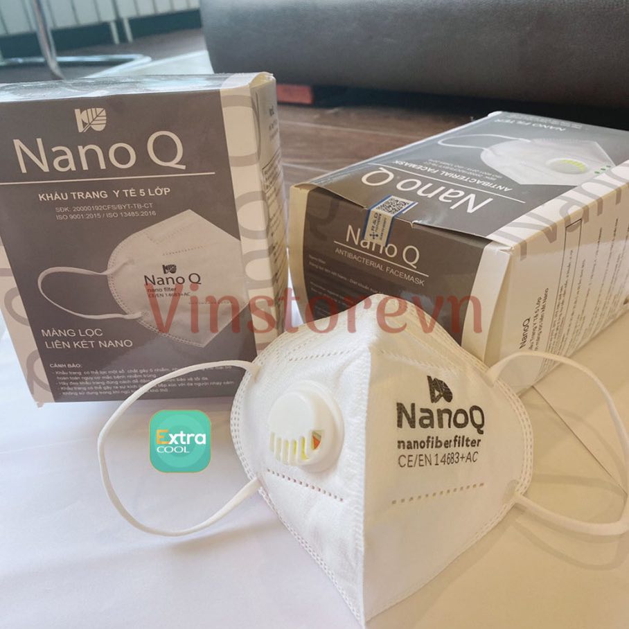 (chính hãng) Khẩu trang cao cấp NanoQ 5 lớp N95 có hạt tinh dầu bạc hà Nano kháng khuẩn thơm mát cả ngày