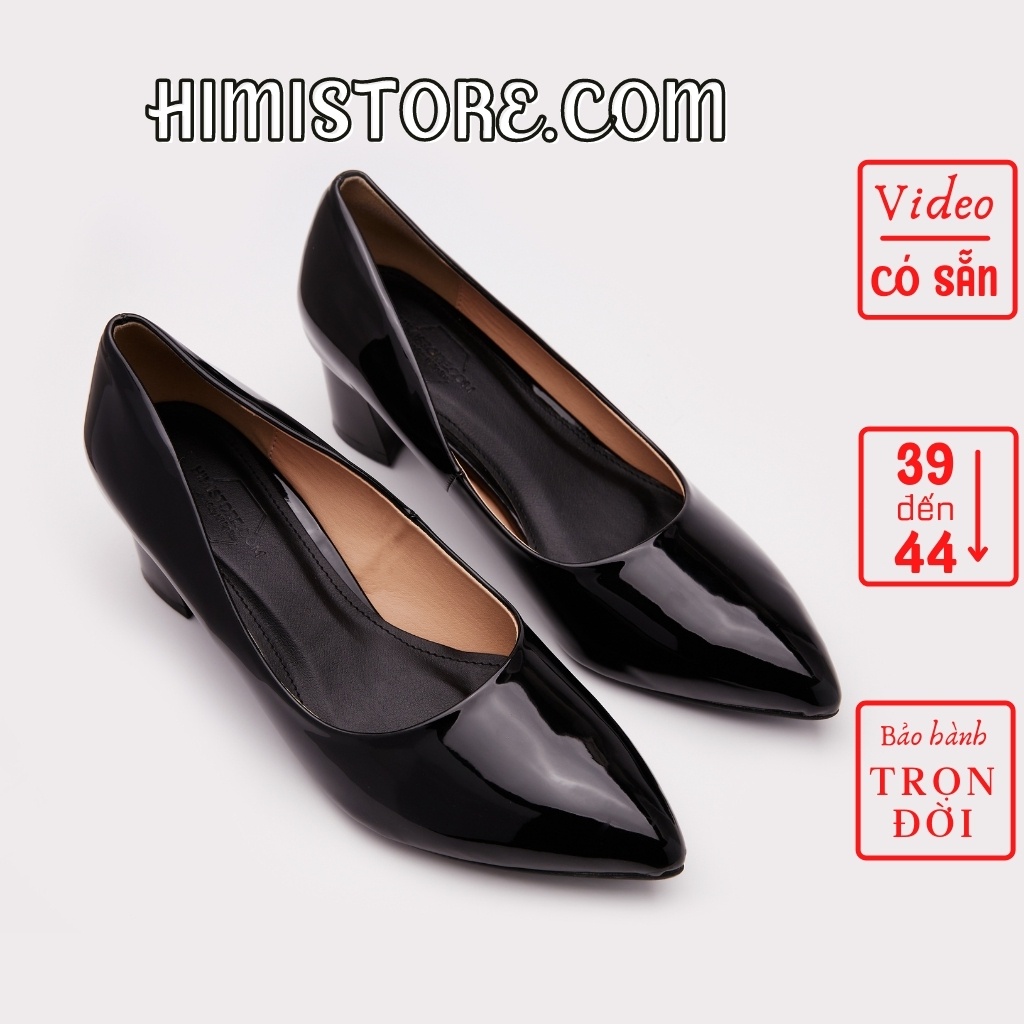 [Có Sẵn] Giày Cao Gót Big Size 39 Đến 44 Mũi Nhọn Da Bóng Công Sở Thương Hiệu Himistore