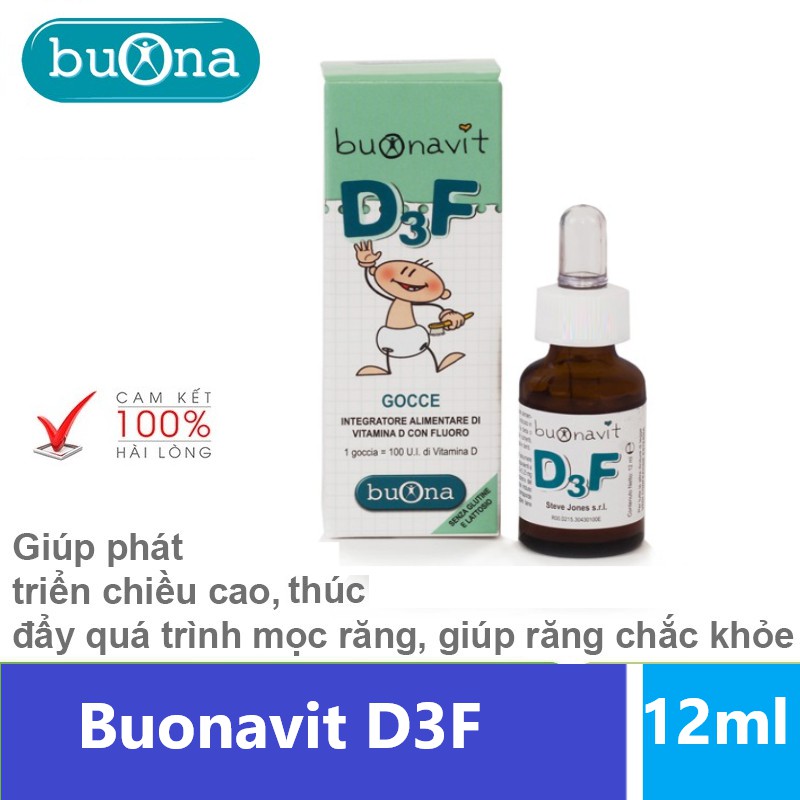 [Kèm Quà Tặng] Buonavit D3F |Bổ sung Vitamin D3 và Flo, giúp duy trì cấu trúc xương và răng, tăng tạo khoáng men răng