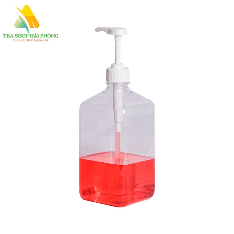 Bình bơm đựng xịt siro đường nhựa cao cấp 1.600ml có vòi pump định lượng 10ml 1 lần bơm (đã kèm cả vòi bơm)