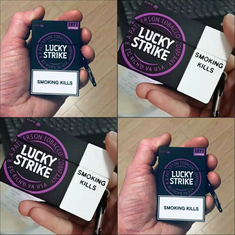 (Order 7 ngày) Case bảo vệ Airpods Pro/1/2/i9s/i11/i12 bao thc lá tím vàng lucky strike