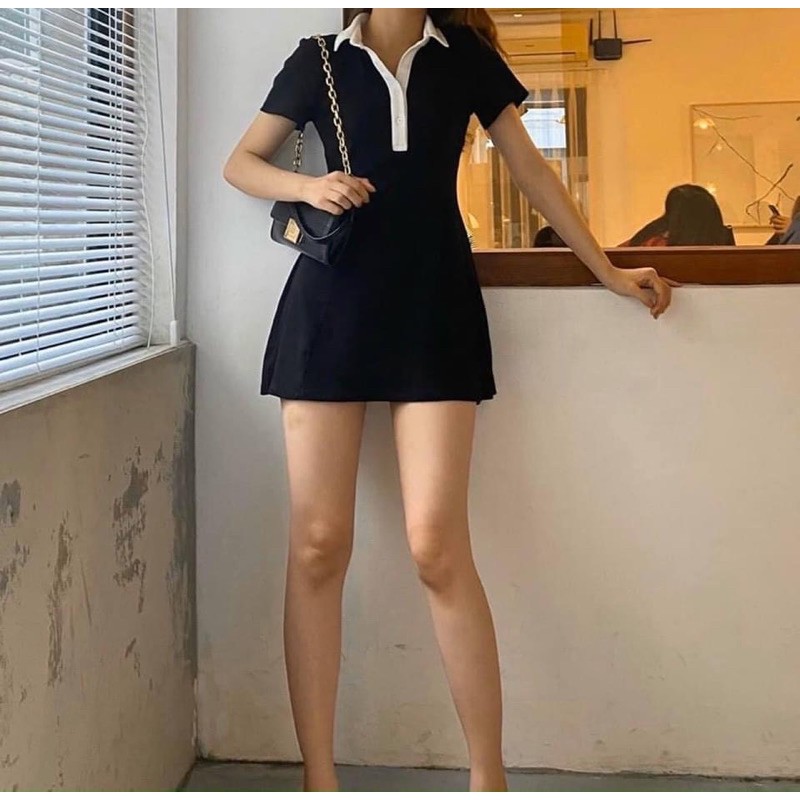Đầm polo đen viền cổ trắng 🖤 | BigBuy360 - bigbuy360.vn
