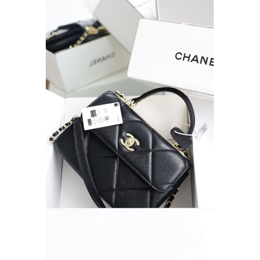 Túi xách nữ C.N top handle da lambskin 100% sz24cm lót da đỏ kèm code chip fullbox vip 2 lớp nguyên seal