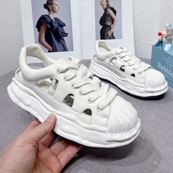 Jiashucheng Hàng Có Sẵn Giày Sandal Hở Ngón Đế Dày Khoét Lỗ Thoáng Khí Phong Cách Mới Mùa Hè Dễ Phối Đồ Cho Nữ